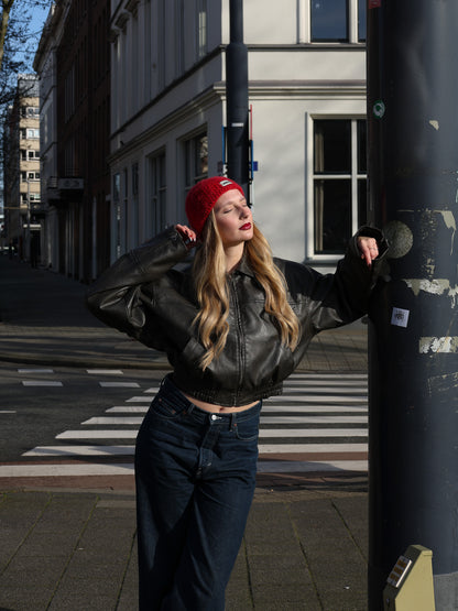 Beanie in 'Deep Rouge'